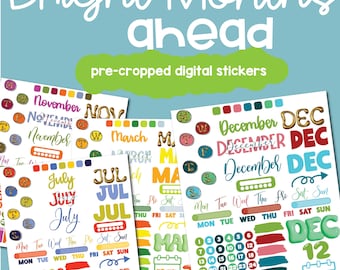 Bright Months Ahead - GOODNOTES & NOTEFUL Planner Stickers- Journaling - Digital Planning