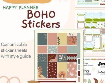 Boho Vibes - Happy Planner CANVA TEMPLATES for Planner Stickers- Journaling