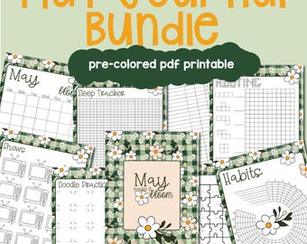 May Journal Printable Bundle: Pre-Colored Planner Pages (PDF & Goodnotes)
