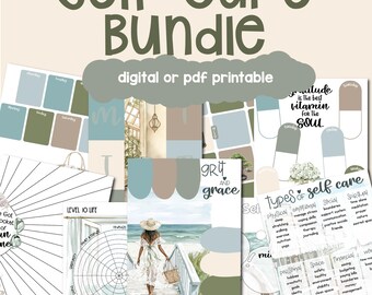 Self Care Planner Inserts - Planning Dashboards - Coastal Serenity - Digital Files for Goodnotes