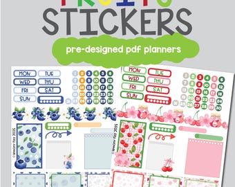Fruity Stickers GOODNOTES & NOTEFUL Days of the Week and Month Numbers