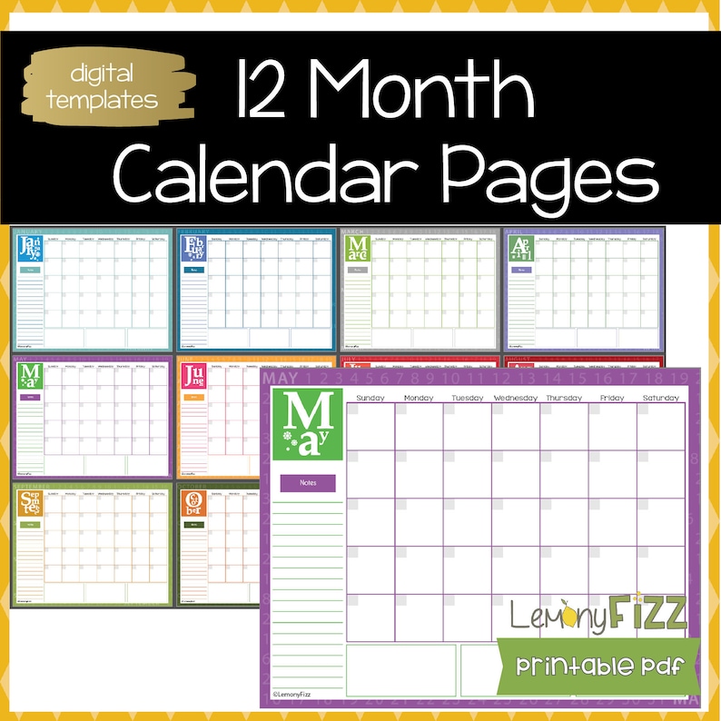 12 Month Calendar Pages For Monthly Planning Digital Insert Etsy M xico 12 Month Calendar Pages For Monthly Planning Digital Insert Etsy M xico