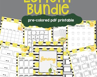 Lemony Journal Printable Bundle: Pre-Colored Planner Pages (PDF & Goodnotes)