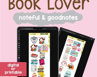 Book Lover - NOTEFUL & GOODNOTES Planner Stickers- Journaling - pre-cropped  - Digital Planning