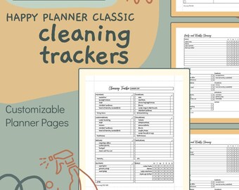 CLEANING TRACKERS Classic Happy Planner Templates CANVA Editable