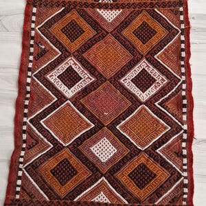 Handmade Kilim Rug: Small Antique Wool Rug (2.2x1.6 ft)