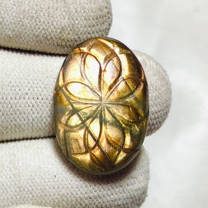 Awesome Yellow Fire Labradorite Carving Size 25x17x5 MM Oval Shape Handmade Polish Loose Gemstone Labradorite Cabochon Use For Jewelry