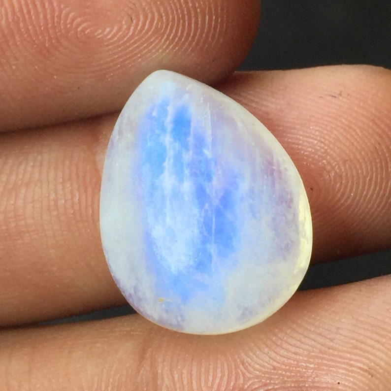 awesome Blue Flashy Rainbow Moonstone Cabochon Gemstone Pear Shape Wrap Jewelry Moonstone Cabochon Gemstone Moonstone 21x16x7 MM