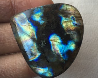 Cabochon lisse en labradorite, taille 41x41x7 mm, forme de coeur en labradorite unique, utilisation pour bijoux, pierres précieuses en vrac, labradorite de qualité supérieure