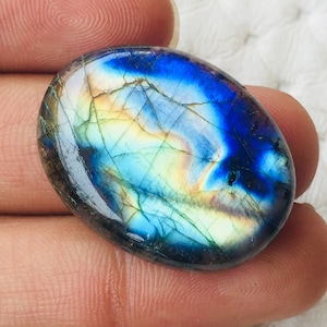 gorgeous Labradorite Cabochon Gemstone Oval Shape Labradorite Hand Made Polish Size - 32x24x6 MM Use For Jewelry Making