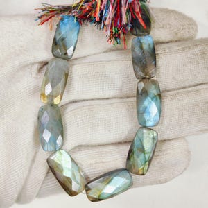 Amazing Green Fire Labradorite Briolette Beads Size 18x8 MM Loose Gemstone Rectangle Shape 10 Beads Use For Jewelry Making Labradorite