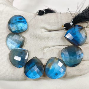 Gorgeous Blue Flashy Labradorite Briolette Beads Size 20x20 MM Heart Shape Loose Gemstone 10 Beads Use For Jewelry Making Labradorite
