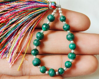 Vary Nice Malachite Strand Gemstone Both Side Polish Natural Malachite Strand Round Shape 16 Beads Gemstone Gift For her