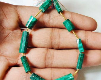 Good Quality Malachite Strand Tube Shape Gemstone Hand Made Item Wholesaler Malachite Stone 10 Beads Strand Gift For her Use For Jewelry