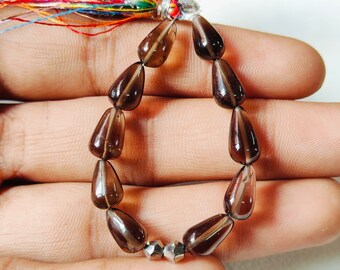 Vary Nice Quality Smoky Gemstone Strand Handmade Stone Both Side Polish Size 11x6 MM Smoky Strand Drop Shape Natural Gemstone Gift For Her