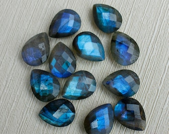 AAA+ Labradorite Pear Briolettes Blue Flashy Labradorite Gemstones 12 Beads Super Finest Blue Flash Labradorite Faceted