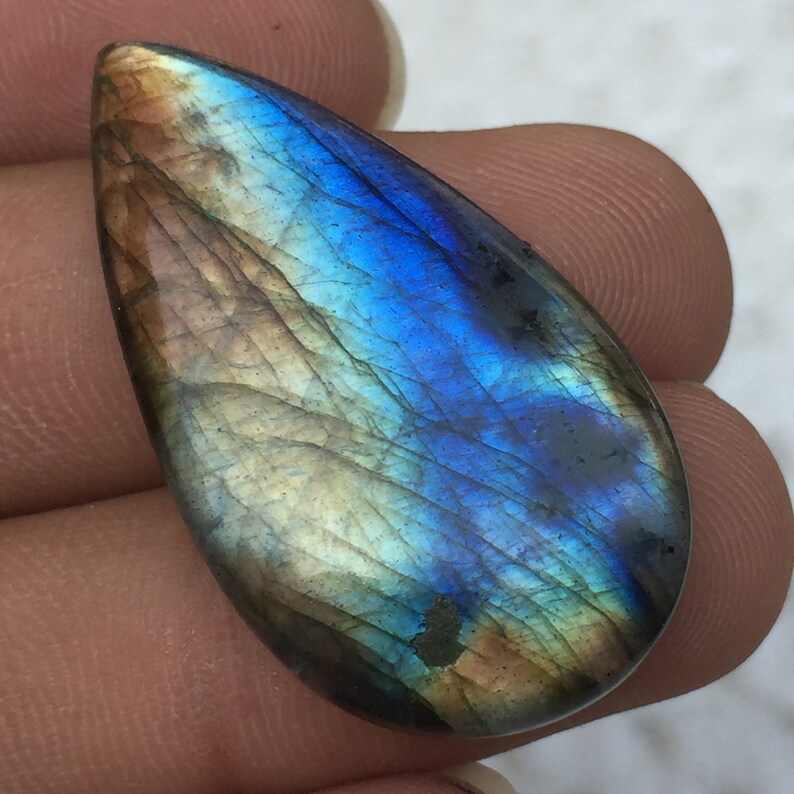 Multi Flashy Labradorite Cabochon Gemstone Pear Shape Natural Labradorite Use For Wire Wrap Jewelry Smooth Gemstone 35 Cts 39x21x5MM