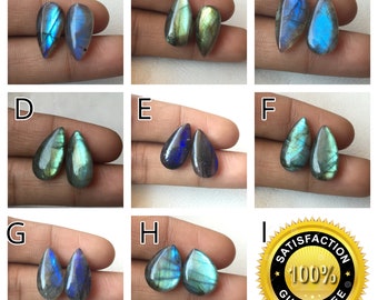 Beautiful Pair Labradorite Cabochon 10x20x6mm Loose Gemstone Wholesaler Gemstone Use For Jewelry Smooth Full Flashy Labradorite Gemstone