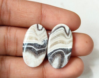 Top Quality Zebra Jasper Smooth Cabochon Loose Gemstone Natural Zebra Jasper Size 27x15x4 MM 1 Pair Best Zebra Jasper Use For Jewelry