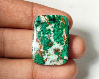 Cabujón de jaspe crisocola de calidad elegante, gema suelta pulida, tamaño 28x20x4 mm. Mayorista de jaspe crisocola para joyería.