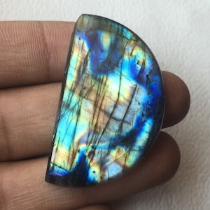 Gorgeous Multi Fire Labradorite Cabochon Loose Gemstone Size 43x26x6 MM Fancy Shape Wholesaler Gemstone Both Side Polish Use For Jewelry