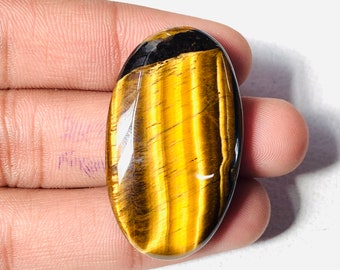 Gorgeous Tiger Eye Cabochon Gemstone Smooth Both Side Polish Size 41x24x7 MM Oval Shape Natural Tiger Eye Use For Pendant Natural Tiger Eye