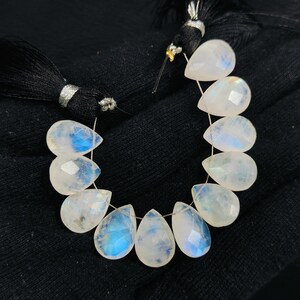 Best Quality Blue Fire Rainbow Moonstone Briolette Beads Size 13x9 MM Pear Shape 10 Beads Calibrated Gemstone Use For Jewelry Making