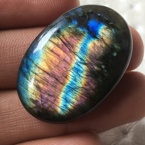 Full Copper Flashy Labradorite Cabochon Gemstone 48x29x6 MM Natural Labradorite Oval Shape Use For Jewelry Hand Made Polish Gemstone 74 Cts