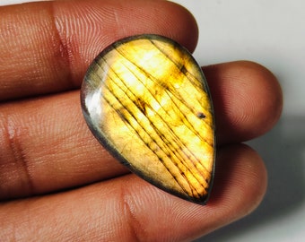 Rare Gold Flashy labradorite Smooth Cabochon Loose Gemstone Natural Labradorite S-zee- 33x22x5 MM Pear Shape Use For Jewelry Gift For Her