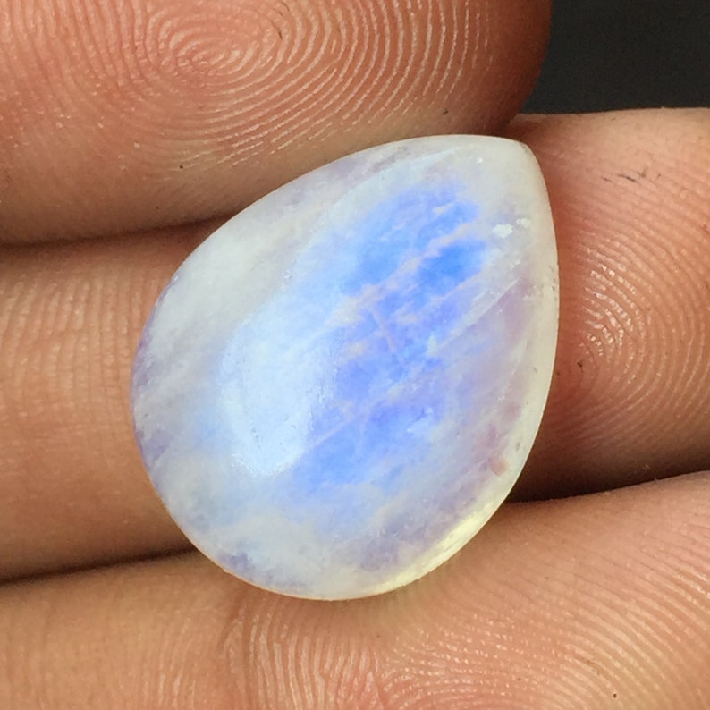 awesome Blue Flashy Rainbow Moonstone Cabochon Gemstone Pear Shape Wrap Jewelry Moonstone Cabochon Gemstone Moonstone 21x16x7 MM