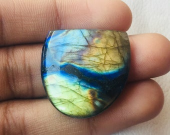 Spectrolite Labradorite Smooth Cabochon Loose Gemstone Both Side Polish Loose Stone Size 28x28x6 MM Fancy Shape Use For Pendant Labradorite