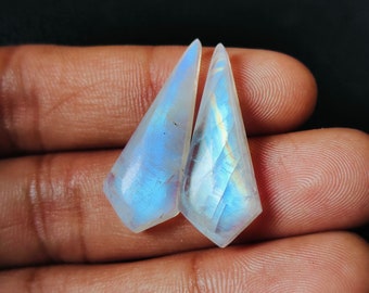 Ultimate Rainbow Moonstone Smooth Cabochon gemstone Size 30x15 MM 1 pair Rainbow Moonstone Wholesaler Cabochon Gift For her  Gemstone