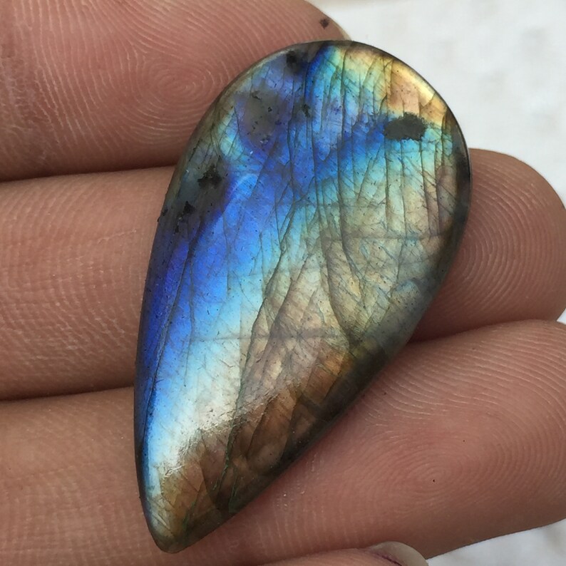 Multi Flashy Labradorite Cabochon Gemstone Pear Shape Natural Labradorite Use For Wire Wrap Jewelry Smooth Gemstone 35 Cts 39x21x5MM