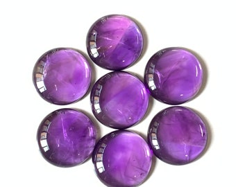 AAA++ Quality Amethyst Round  Smooth 7 Pieces Cabochon Gemstone Both Side Polish Size 18 MM Round Shape Wholesaler Gemstone Use For Jewelry