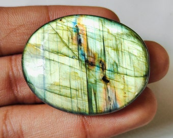 Awesome Flashy Labradorite Smooth Cabochon Gemstone Hand Made Item Size 43x34x7 MM Oval Shape Wholesaler Natural Labradorite Gift For Her