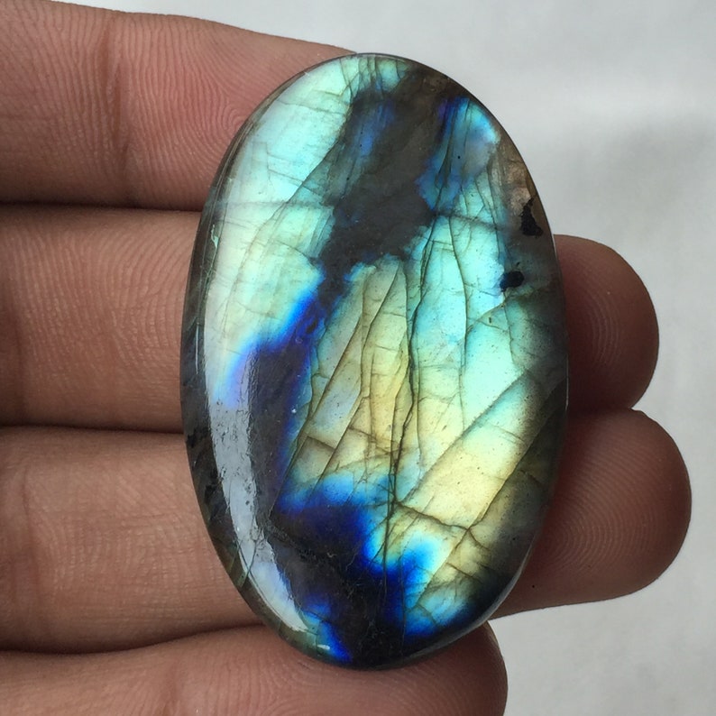 Green Flashy Labradorite Smooth Polish Wholesale Labradorite Loose Gemstone Oval Shape Use For Wire Wrapped Jewelry With 47x29x6 MM