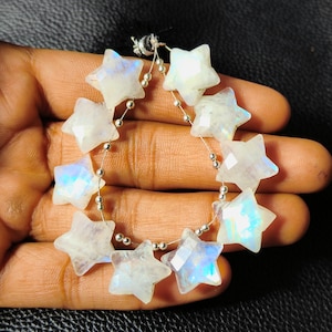 Best Quality Rainbow Moonstone Briolette Gemstone Strand Size 14 MM Star Shape Wholesaler Gemstone Natural Moonstone  Gift For her