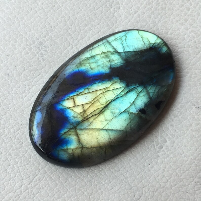 Green Flashy Labradorite Smooth Polish Wholesale Labradorite Loose Gemstone Oval Shape Use For Wire Wrapped Jewelry With 47x29x6 MM