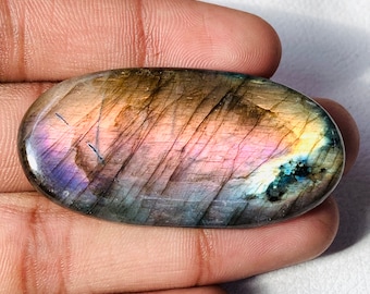 Gorgeous Flashy Labradorite Cabochon Loose Gemstone Handmade Polish Natural Labradorite Size-53x26x6 Oval Shape Gemstone Best For Jewelry