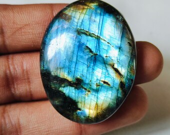 Beautiful Flashy Labradorite Smooth Cabochon Gemstone Hand Made Item Size 43x23x8 MM Oval Shape Wholesaler Natural Labradorite Gift For Her