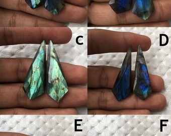 Blue Fire Labradorite Faceted Gemstone Both Side Polish Fancy Shape Natural Labradorite Loose Gemstone For Earrings Wire Wrapped Jewelry use