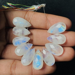 Best Quality rainbow Moonstone Briolette Strad Gemstone Size 20x10 MM 10 beads Rainbow Moonstone Gift For her natural Moonstone