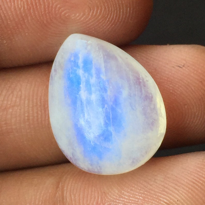 awesome Blue Flashy Rainbow Moonstone Cabochon Gemstone Pear Shape Wrap Jewelry Moonstone Cabochon Gemstone Moonstone 21x16x7 MM