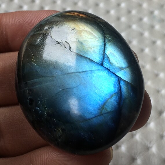 Full Copper Flashy Labradorite Cabochon Gemstone 48x29x6 MM Natural Labradorite Oval Shape Use For Jewelry Hand Made Polish Gemstone 74 Cts