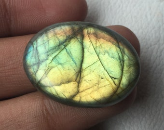 Amazing Labradorite Smooth Cabochon Loose Gemstone Both Side Polish Gorgeous Labradorite Size 32x24x6 MM Oval Shape Use For Pendant