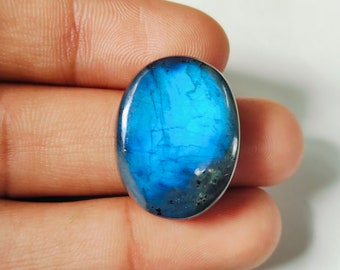 Full Blue Flashy Labradorite Handmade Item Smooth Cabochon Loose Gemstone Natural Labradorite Size-25x19x7 MM Oval Shape Wholesaler Gemstone