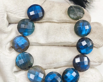 Ultimate Blue Flashy Labradorite Briolette Beads Size 14x14 MM Round Shape Wonderful Gemstone 10 Beads Use For Jewelry Making Labradorite