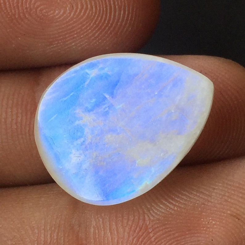 awesome Blue Flashy Rainbow Moonstone Cabochon Gemstone Pear Shape Wrap Jewelry Moonstone Cabochon Gemstone Moonstone 21x16x7 MM