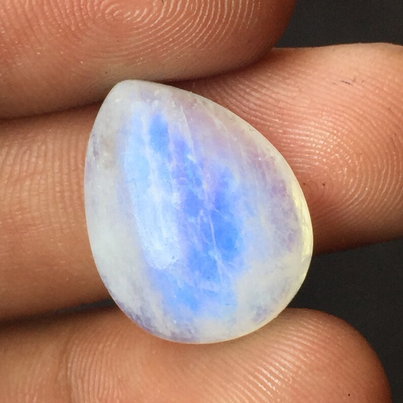 awesome Blue Flashy Rainbow Moonstone Cabochon Gemstone Pear Shape Wrap Jewelry Moonstone Cabochon Gemstone Moonstone 21x16x7 MM