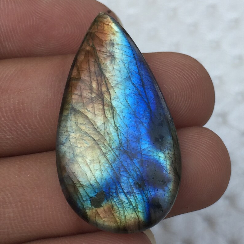 Multi Flashy Labradorite Cabochon Gemstone Pear Shape Natural Labradorite Use For Wire Wrap Jewelry Smooth Gemstone 35 Cts 39x21x5MM
